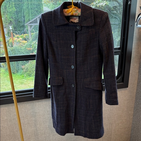 Vintage fornari Elegant Plaid Trench Coat size 5 small/medium Italian made - Picture 1 of 6